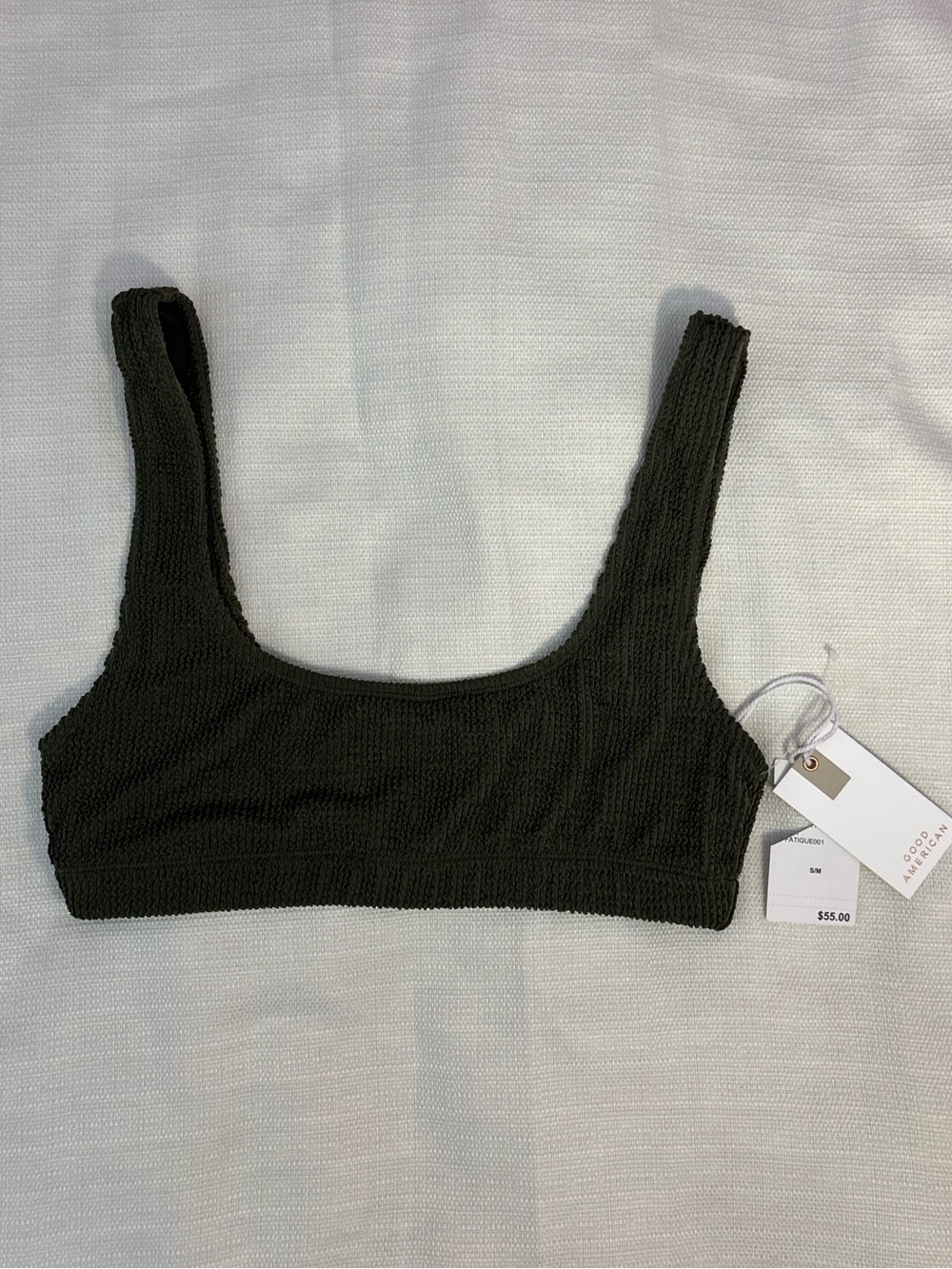 NWT Good American Olive Green Bikini Top Sz S/M -